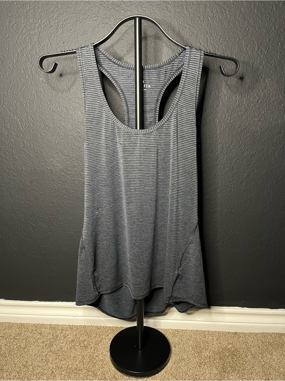 Athleta dark blue with white Thin-Striped Racerback Tank